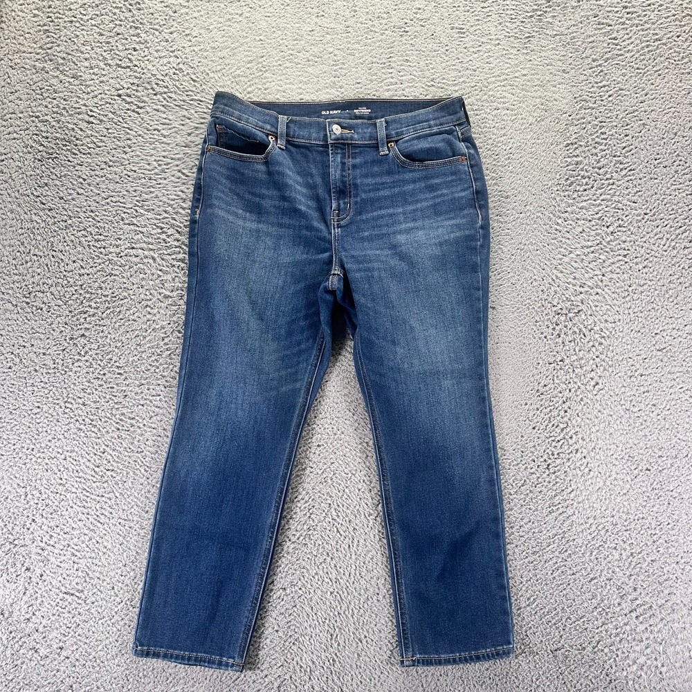 Old Navy Jeans Women's 8 Blue Cotton Denim Boyfriend Faded Whiskered Stretch